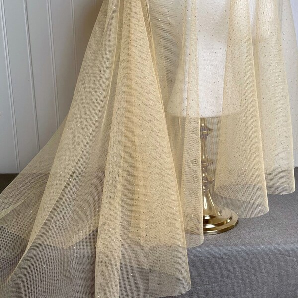 Champagne Glitter Blusher Veil, Short Sparkle Wedding Veil, Gold Wedding Accents, Shoulder Length