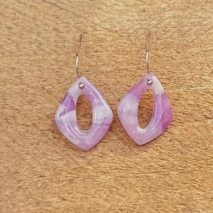 Purple Faux Stone/Marble Earrings | Handmade Polymer Clay Earrings | Statement Earrings
