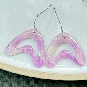 Purple Faux Stone/Marble Earrings | Handmade Polymer Clay Earrings | Statement Earrings
