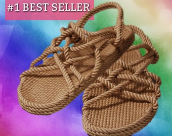 Rope Sandals / Best Seller / Beige / Hippie Style / Womens / Mens / Made in USA