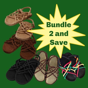 Handmade Rope Sandals - 2 Pair Savings Bundle - Mix and Match - Mens and Womens