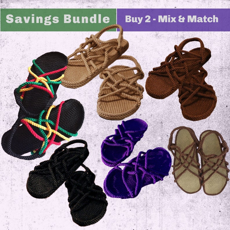 Rope Sandals Bundle | Grab Savings on 2 Pair | Mix and Match | Womens & Mens Sizes | Free Shipping | 