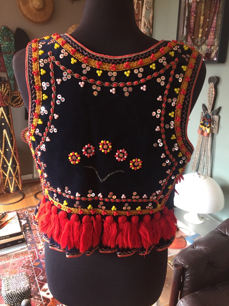 boho waistcoat Bohemian vest hippie vest sequin embroidered Polish traditional folk dance costume ethnic