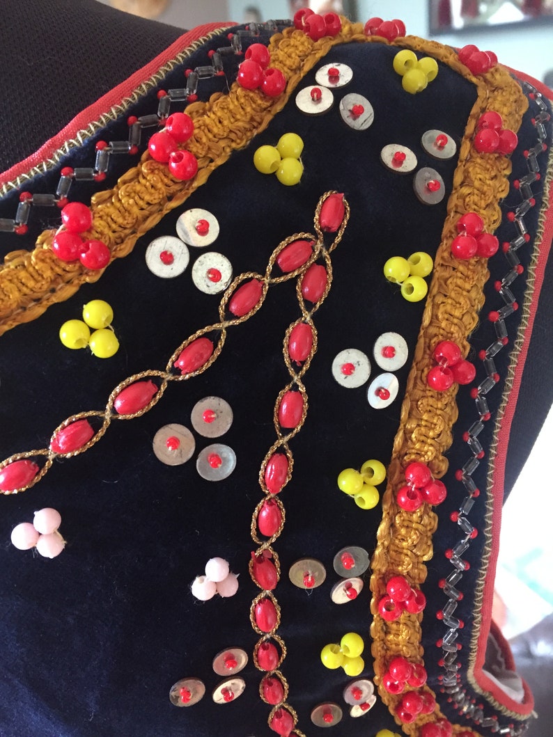 boho waistcoat Bohemian vest hippie vest sequin embroidered Polish traditional folk dance costume ethnic
