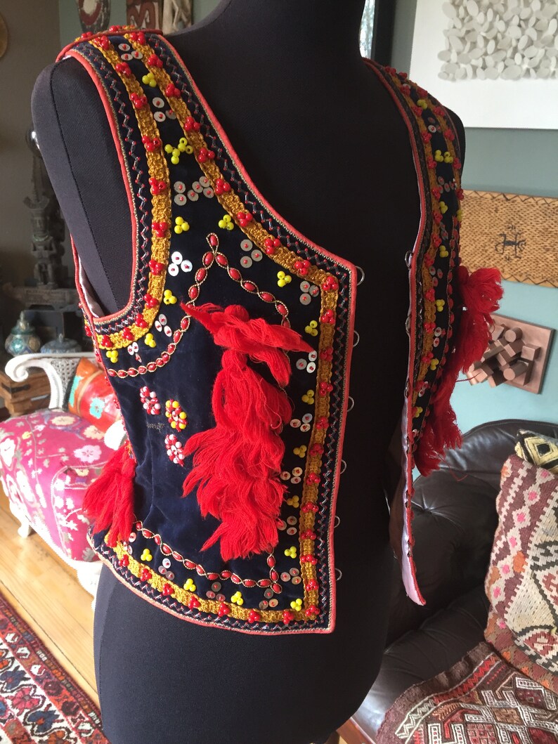 boho waistcoat Bohemian vest hippie vest sequin embroidered Polish traditional folk dance costume ethnic