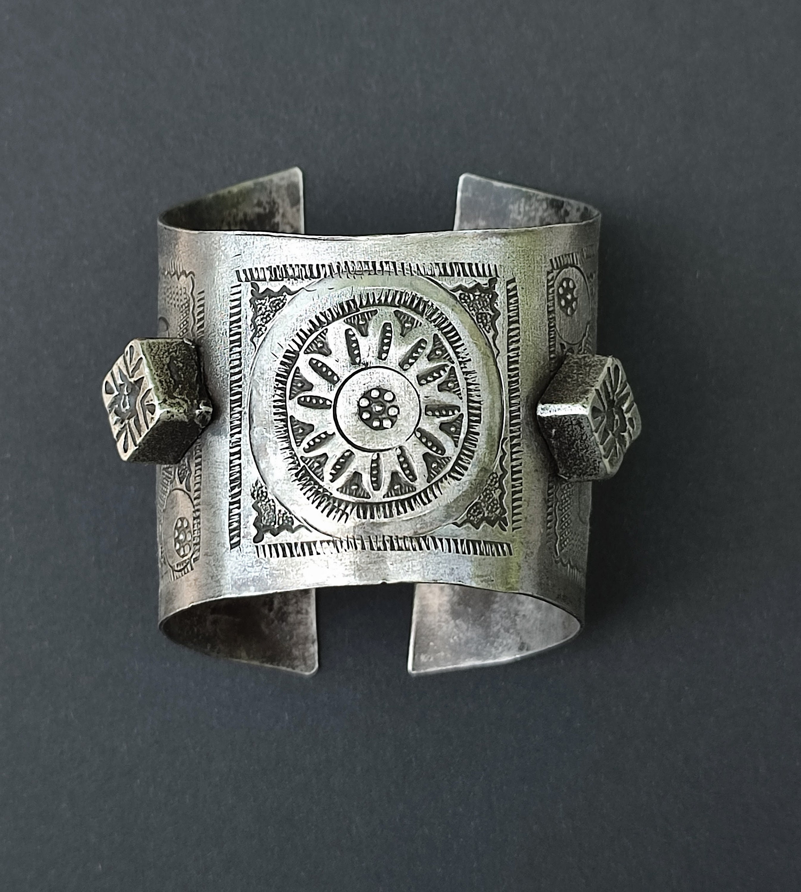 Vintage Egyptian Bedouin Silver Cuff Bracelet with Charms - campestre ...