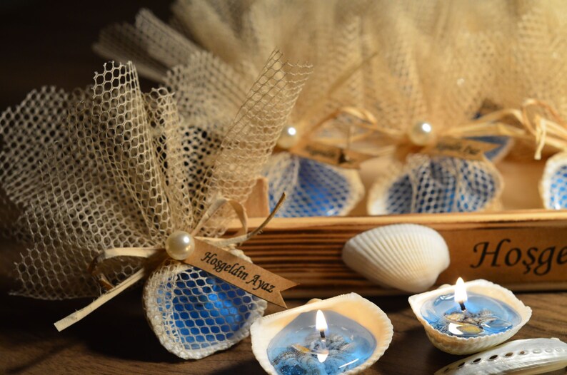 Handmade Beach Wedding Decoration Sea Shell Candle Wedding image 0
