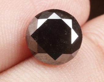 2.65 CT 8.1 MM Round cut Black Diamond, Natural Loose Round cut Diamond, Black color Round cut Diamond, Black Diamond For Engagement Ring