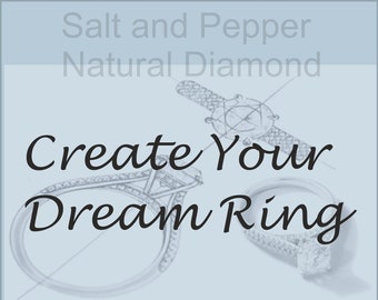 Salt and Pepper Diamond Ring | Lab Grown Diamond Ring | Moissanite Diamond Ring | Engagement Ring | Wedding Ring | 14k Gold Diamond Jewelry