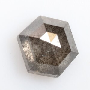 0.65 ct 5.4 x 4.5 mm Natural Loose Salt and Pepper Black color Geometric Hexagon Diamond D533