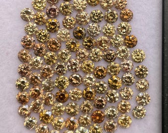 9.53CT 3.0MM Natural Fancy Brown/Champagne Color Round cut Diamond, Loose Round cut Champagne Diamond, Fancy color Diamond, Brown Diamond