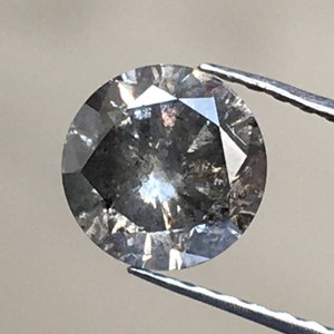0.62 CT 5.7 MM Salt and Pepper Round Brilliant cut Diamond, Natural Round Shape Diamond, Grey color Round Loose Diamond, R9473
