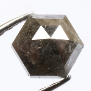 1.05 ct 6.3 x 5.5 mm Natural Loose Diamond Salt and Pepper Black color Geometric Hexagon Diamond D650