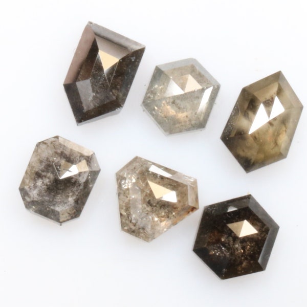 2.09 ct 5.5 X 3.5 mm To 4.1 X 3.5 mm Natural Loose Salt and Pepper Mix color Mix shape pentagon-Emerald cut-hexagon-cut 6pcs Diamond D454