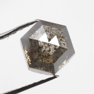0.87 CT 5.5 X 4.9 MM Natural Loose Diamond, Hexagon Diamond, Black Color Hexagon, for Hexagon Diamond Ring Gift R3901