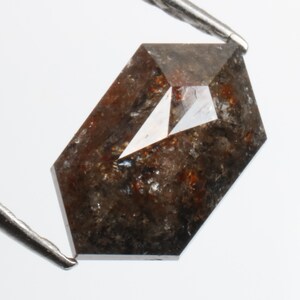 1.23 ct 8.8 x 5.1 mm Natural Loose Diamond Salt and Pepper Black color Geometric Hexagon Diamond D703