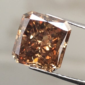 2.10 CT 7.6 X 7.2 MM Natural Fancy Diamond, Cushion Diamond, Fancy Cognac/Champagne Color Loose Cushion cut Diamond, R9454