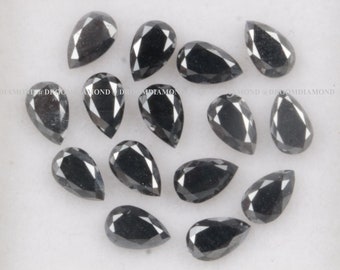 Pear cut Black Diamond, Natural Loose Pear Shape Diamond, Treated Black color Pear cut Loose Diamond, 4.0/5.0/6.0 MM Pear cut Black Diamond