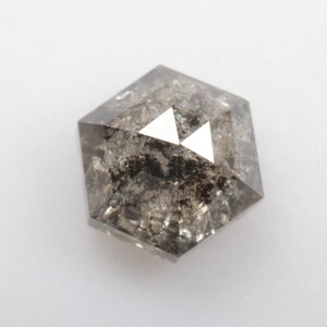 0.63 CT 5.2 X 4.5 MM Salt and Pepper Hexagon Diamond, Natural Loose Hexagon Diamond, Grey color Hexagon Geometric Diamond R6468