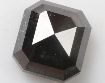 3.42 CT 8.4 X 7.8 MM Natural Loose Emerald cut Diamond, Black color Emerald cut Diamond, For Engagement Ring, Emerald cut Ring, R12152