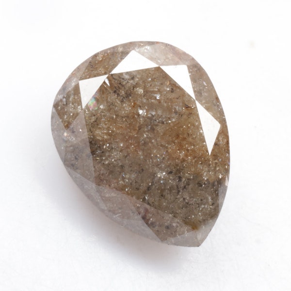 2.49 CT 9.5 X 7.5 MM Sal y pimienta Diamante de pera, Natural Diamante de color elegante de corte completo para regalo de anillo de boda de compromiso hecho a mano D1388