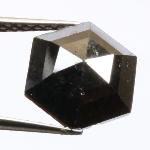 3.17 ct 10.9 x 9.5 mm Black Heated Beautiful Hexagon Diamond D572