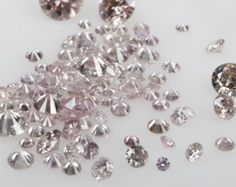1,34 CT 0,7 MM bis 3,3 MM Natürlicher Fancy Pink Rund Brillantschliff Diamant Ausgefallen Farbe Diamant Rundschliff Lose Diamant 104 Stück R10161