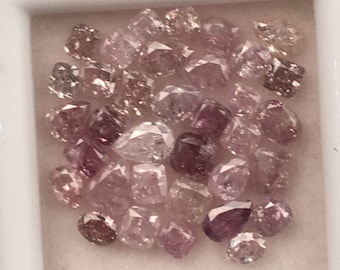 5,50 CT 4,8 x 3,6 MM bis 2,4 X 2,4 MM Natürliches ausgefallenes Rosa Diamant Kissen/Oval/Birnenform Fancy Pink Farbe Lose Diamant Lot, 35 Stk R10298