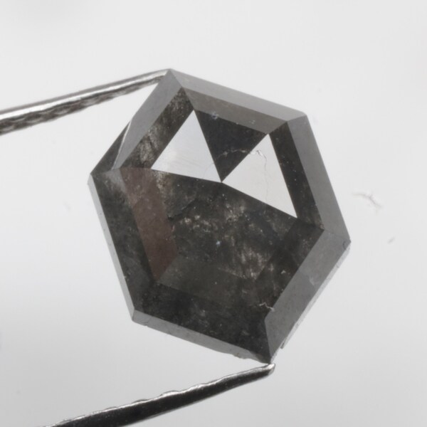 1.52 CT 8.6 X 6.2 MM Natural Loose Diamond Hexagon cut Diamond, Grey Black color Hexagon Shape Fancy cut Diamond, For Engagement Ring R10953