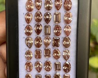 Lab Grown Diamond, Fancy Brown/Champagne color Lab Grown Diamond, CVD Diamond, Brown Diamond, Pear/Oval/Emerald cut Lab Grown Diamond