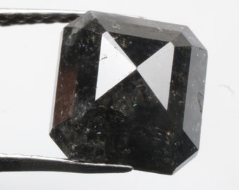 1.74 CT 6.8 X 6.5 MM Natural Loose Diamond Emerald cut Diamond Black color Diamond Salt and Pepper Diamond R11125