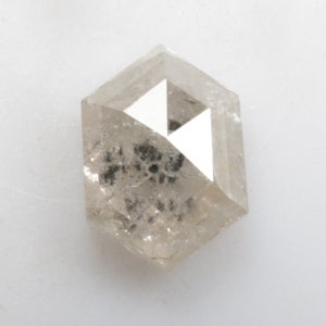 1.24 CT 7.7 X 5.4 MM Natural Loose Diamond, Hexagon Diamond,  White color Salt and Pepper Hexagon, For Rustic Hexagon Diamond Ring R8279