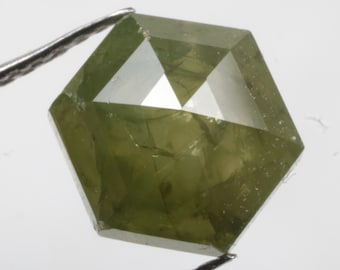 1.86 CT 8.5 X 7.1 MM Natural Loose Diamond Hexagon Shape Diamond Fancy Parrot Green color Diamond Rosecut Diamond For Hexagon Ring R11138