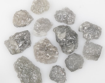 14.80 CT 6.0 MM to 12.5 MM Natural Rough Raw Uncut Diamond, Loose Rough Diamond, Grey Uncut Diamond, Flat Back Rough Diamond, 12pcs, R12418