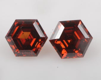 1.62 CT 6.3 X 5.5 MM Red Hexagon Cut Lab Grown Diamond, Red Color