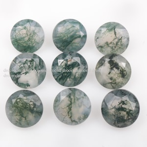 8.0 MM Round cut Moss Agate Stone | Natural Moss Agate Faceted Round Shape Stone | Moss Agate Loose Gemstone For Jewelry Making