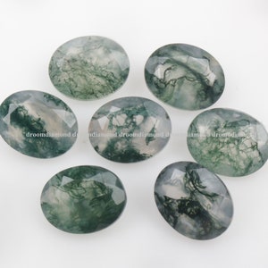 Natürliche ovale Form Moos Achat Edelstein Facettierter Ovalschliff Moos Achat Stein Cabochon Polierter Ovalschliff Mossy Stein für Moos Achat Ring Geschenk