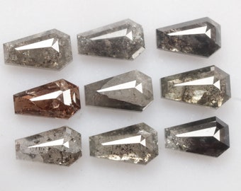 2.34 CT 5.4 X 3.3 MM to 5.0 X 3.0 MM Natural Salt and Pepper Coffin Shape Diamond Casket cut Diamond Grey Black color Diamond 9pcs R10465