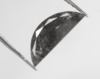 0.61 CT 10.4 X 4.0 MM Natural Loose Diamond, Half Moon cut Diamond, Fancy cut Diamond, Black color Diamond, For Wedding Ring Gift, R12041