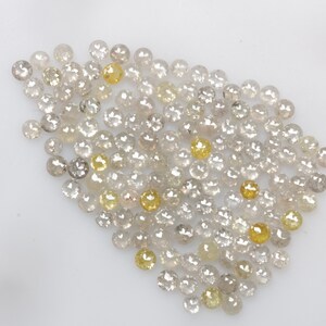 3.90 CT 1.5 MM to 1.9 MM Natural Round Rosecut Diamond White/Grey Yellow color Rosecut Loose Diamond 136 Piece R10363