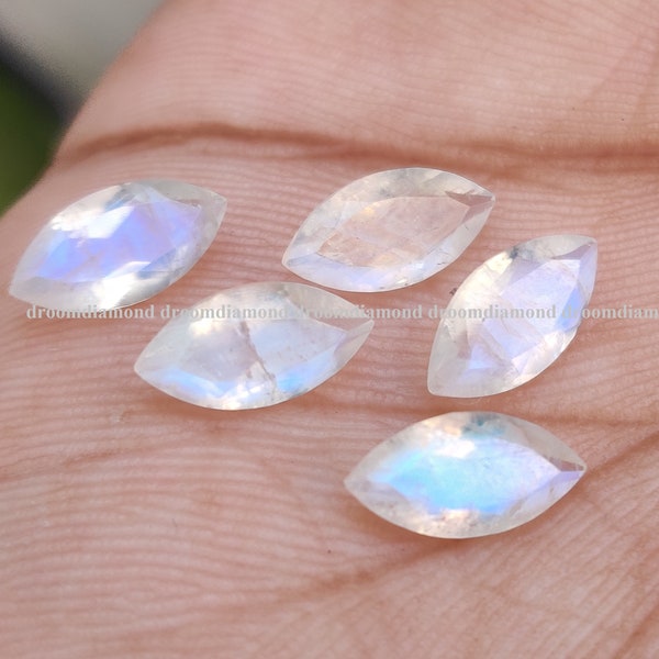 Natural Marquise Shape Rainbow Moonstone Faceted Marquise cut Moon Stone Gemstone Polished Rainbow Moonstone For Jewelry Making
