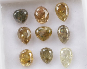 3.74 CT 5.6 X 3.4 MM to 4.1 X 4.7 MM Natural Loose Diamond, Fancy color Diamond, Pear/Oval cut Diamond, Multi color Diamond, 9 piece, R11977