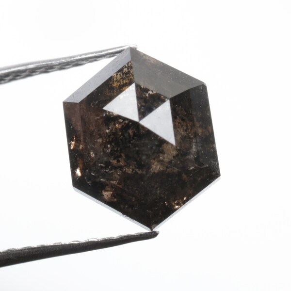 1.66 CT 8.0 X 6.3 MM Natural Loose Hexagon Diamond Black color Hexagon Cut Diamond For Hexagon Diamond Ring Gift R1320