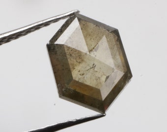 1.12 CT 8.6 X 6.0 MM Natural Loose Hexagon Shape Diamond, Fancy color Diamond, Greenish Color Hexagon Shape Rosecut Diamond, R12039