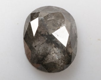 1.56 CT 8.5 X 6.8 MM Natural Loose Oval Shape Diamond, Salt and Pepper Oval Shape Diamond, Grey color Oval cut Diamond, R12042