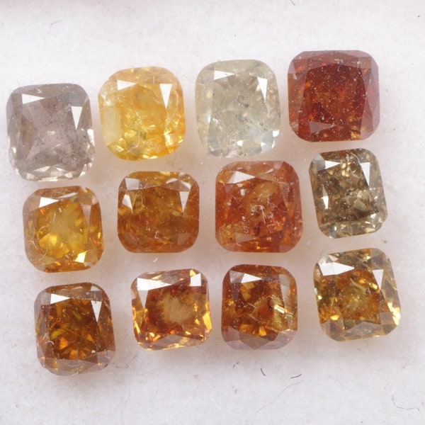 2.13 CT 3.4 X 3.0 MM a 2.7 X 2.7 MM Forma de cojín de diamante de lujo natural Diamante suelto Color naranja / marrón Diamante de color elegante 12 piezas R10842