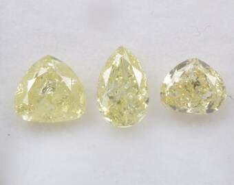 1.70 CT 6.3 X 4.0 MM to 4.5 X 5.1 MM Natural Fancy Yellow color Diamond Loose Pear Shape Yellow Diamond Fancy Diamond 3 Piece R10659