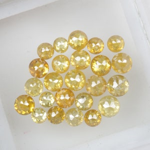 3.08 CT 2.3 MM to 3.2 MM Natural Yellow Round Rosecut Diamond, Loose Rosecut Diamond, Round Shape Diamond, Yellow Rosecut Diamond, R11732