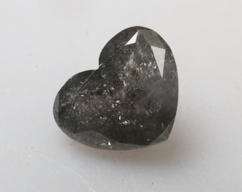 0.76 CT 5.4 X 6.6 MM Natural Loose Heart Shape Diamond, Grey color Heart cut Diamond, Salt and Pepper Heart Shape Diamond, R12056