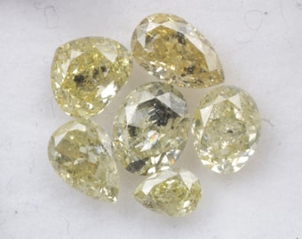 2.64 CT 6.2 X 3.8 MM to 4.1 X 3.8 MM Natural Fancy Yellow color Pear/Oval Shape Diamond Fancy Diamond Yellow Diamond 6 piece R10667